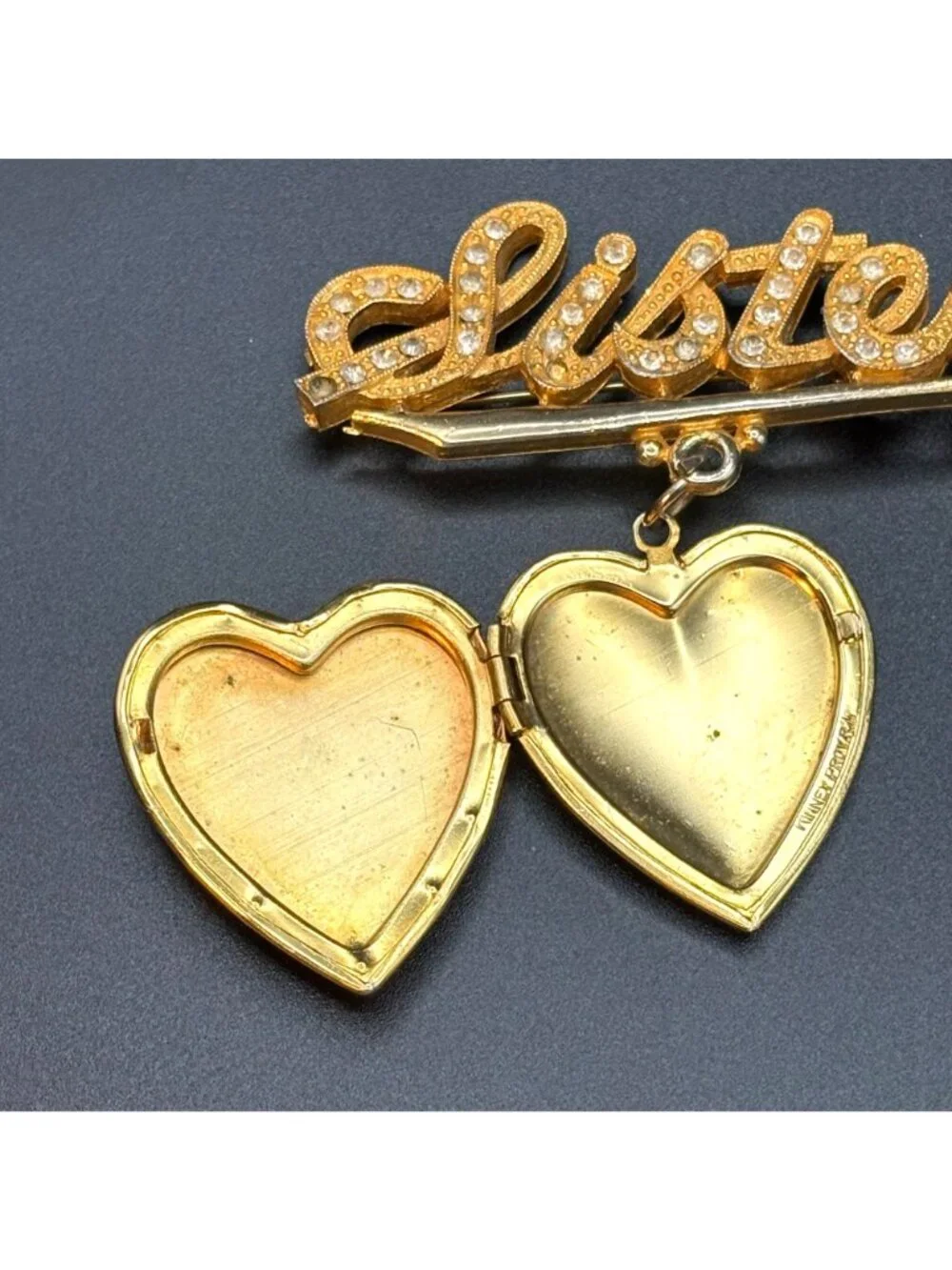 WWII Army Signal Corps Sweetheart Locket Brooch Pin Kinney Mother of Pearl
